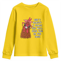 Funny Chicken Lover Gift Youth Sweatshirt She Is Beauty And Grace She Will Peck You In The Face - Wonder Print Shop