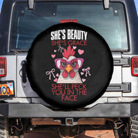 She Will Peck You In The Face Spare Tire Cover Funny Chicken Lover - Wonder Print Shop