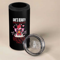 She Will Peck You In The Face 4 in 1 Can Cooler Tumbler Funny Chicken Lover