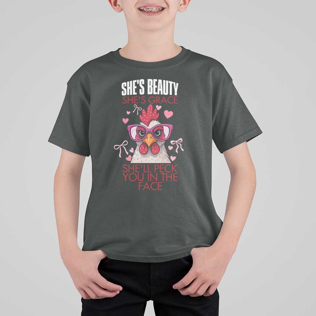 She Will Peck You In The Face T Shirt For Kid Funny Chicken Lover - Wonder Print Shop