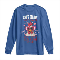 She Will Peck You In The Face Long Sleeve Shirt Funny Chicken Lover - Wonder Print Shop