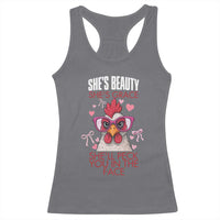 She Will Peck You In The Face Racerback Tank Top Funny Chicken Lover - Wonder Print Shop