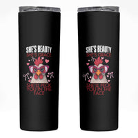 She Will Peck You In The Face Skinny Tumbler Funny Chicken Lover