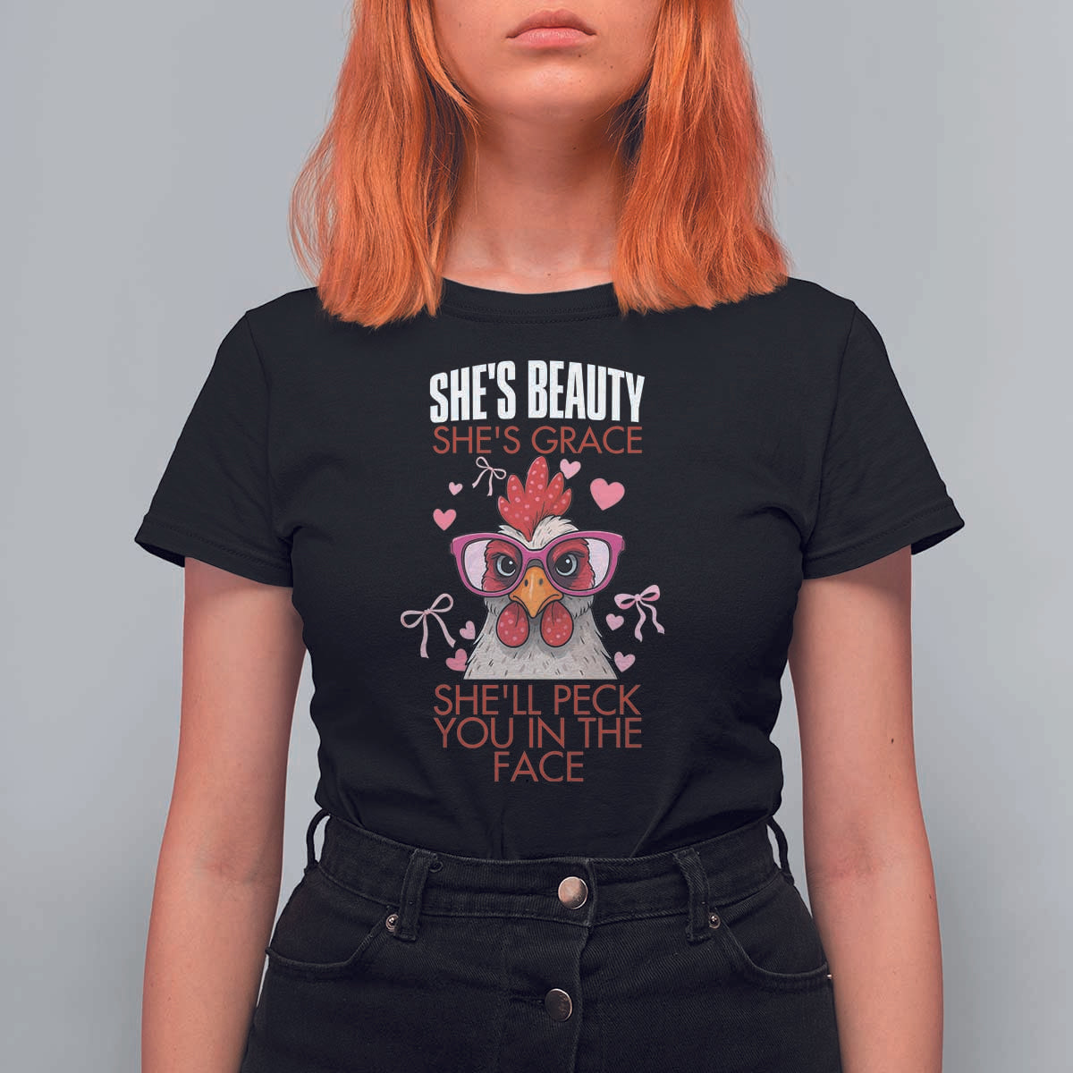 She Will Peck You In The Face T Shirt For Women Funny Chicken Lover - Wonder Print Shop