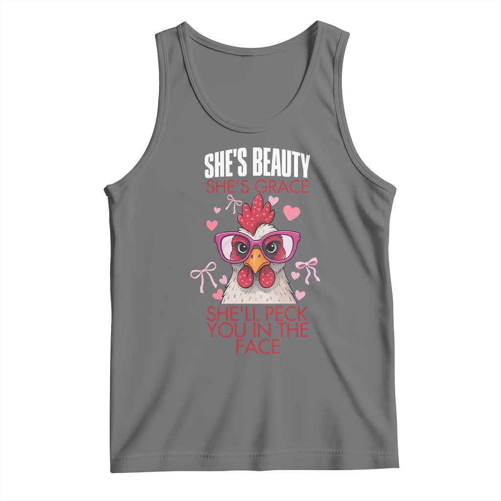 She Will Peck You In The Face Tank Top Funny Chicken Lover - Wonder Print Shop