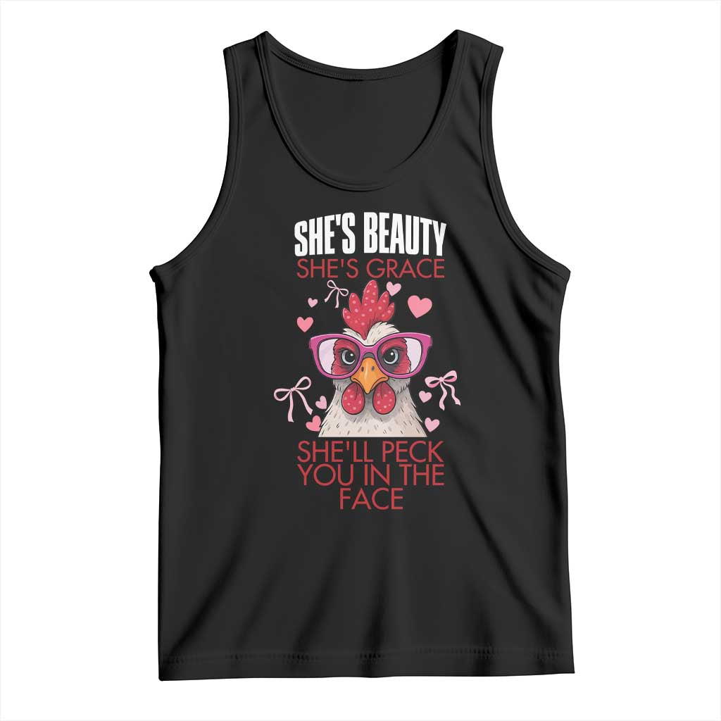 She Will Peck You In The Face Tank Top Funny Chicken Lover - Wonder Print Shop