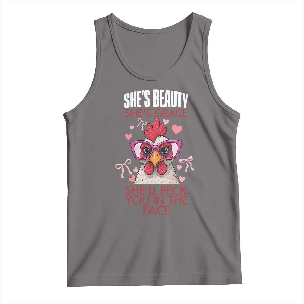 She Will Peck You In The Face Tank Top Funny Chicken Lover - Wonder Print Shop