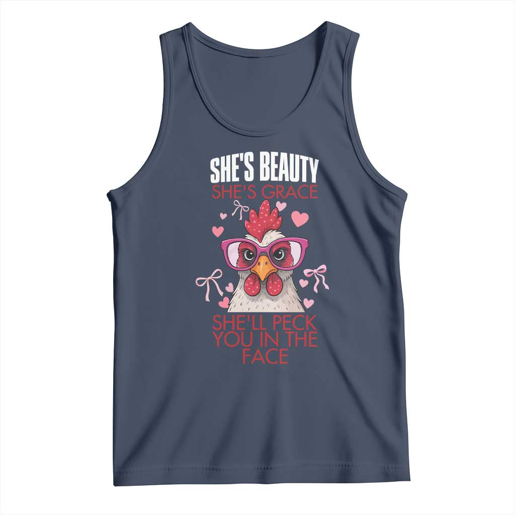 She Will Peck You In The Face Tank Top Funny Chicken Lover - Wonder Print Shop