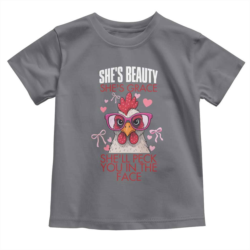 She Will Peck You In The Face Toddler T Shirt Funny Chicken Lover - Wonder Print Shop