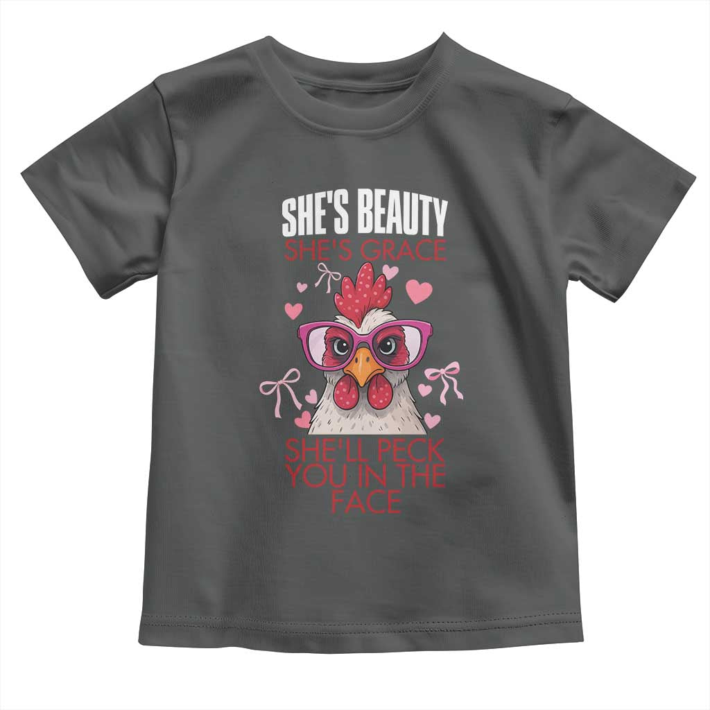 She Will Peck You In The Face Toddler T Shirt Funny Chicken Lover - Wonder Print Shop