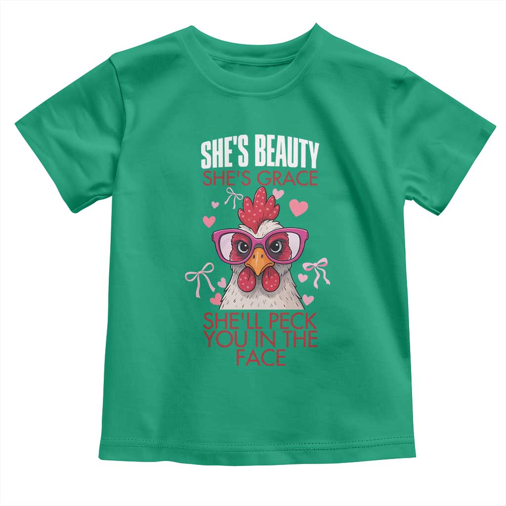 She Will Peck You In The Face Toddler T Shirt Funny Chicken Lover - Wonder Print Shop