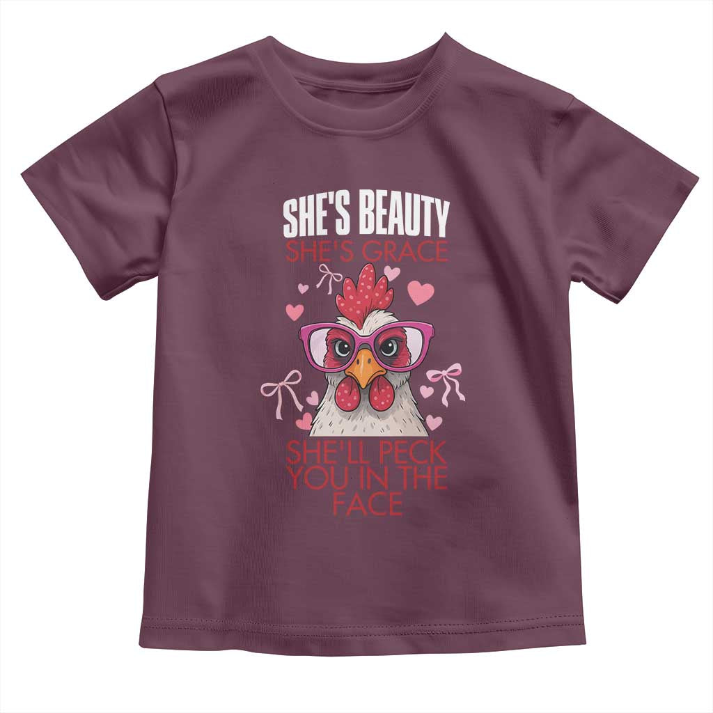 She Will Peck You In The Face Toddler T Shirt Funny Chicken Lover - Wonder Print Shop