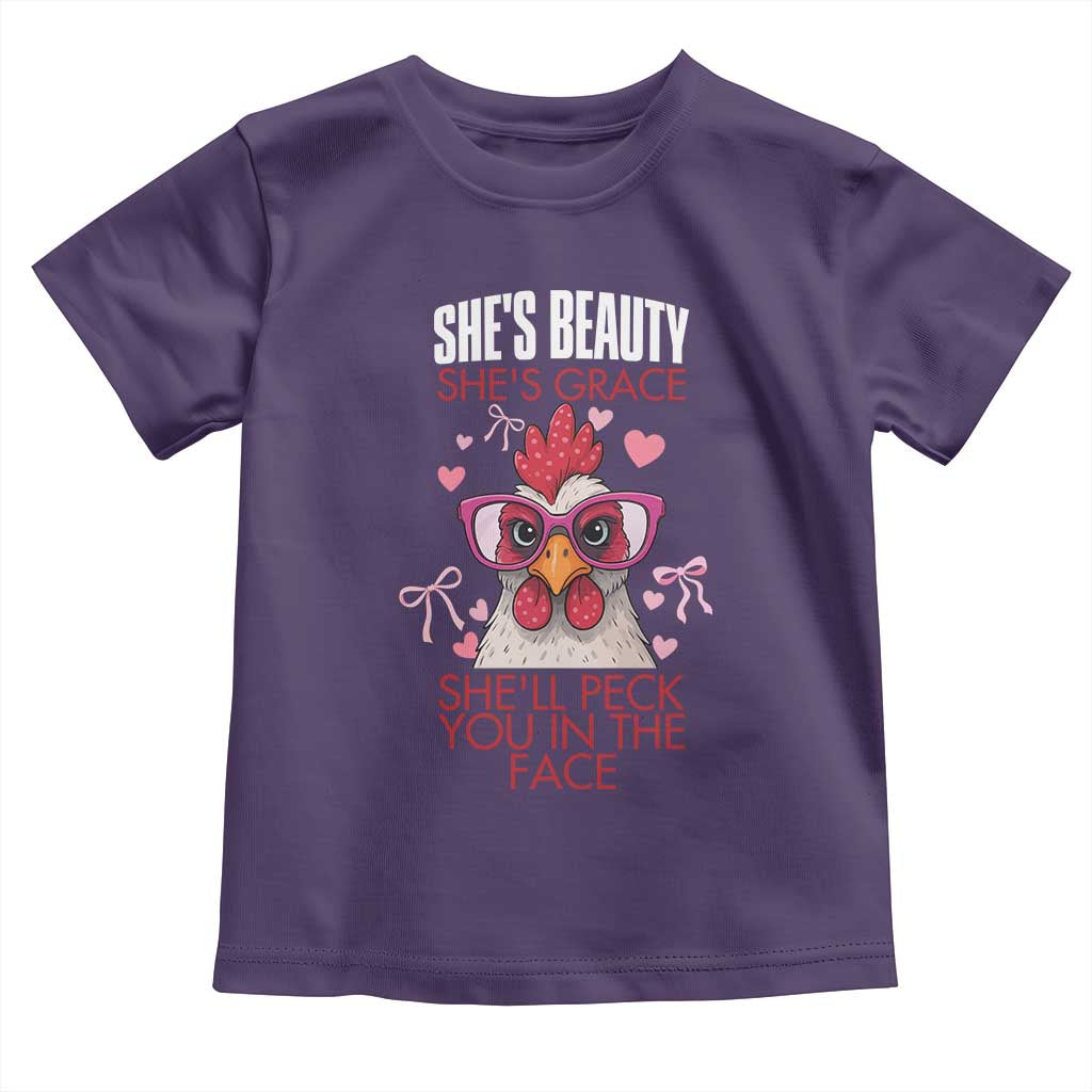 She Will Peck You In The Face Toddler T Shirt Funny Chicken Lover - Wonder Print Shop