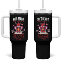 She Will Peck You In The Face Tumbler With Handle Funny Chicken Lover