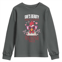 She Will Peck You In The Face Youth Sweatshirt Funny Chicken Lover - Wonder Print Shop