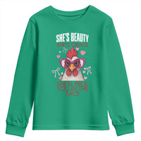 She Will Peck You In The Face Youth Sweatshirt Funny Chicken Lover - Wonder Print Shop