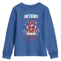 She Will Peck You In The Face Youth Sweatshirt Funny Chicken Lover - Wonder Print Shop