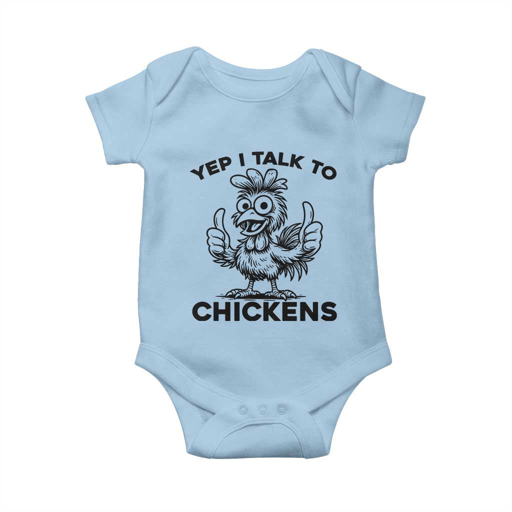 Funny Farm Animal Gift Baby Onesie Yep I Talk To Chickens - Wonder Print Shop