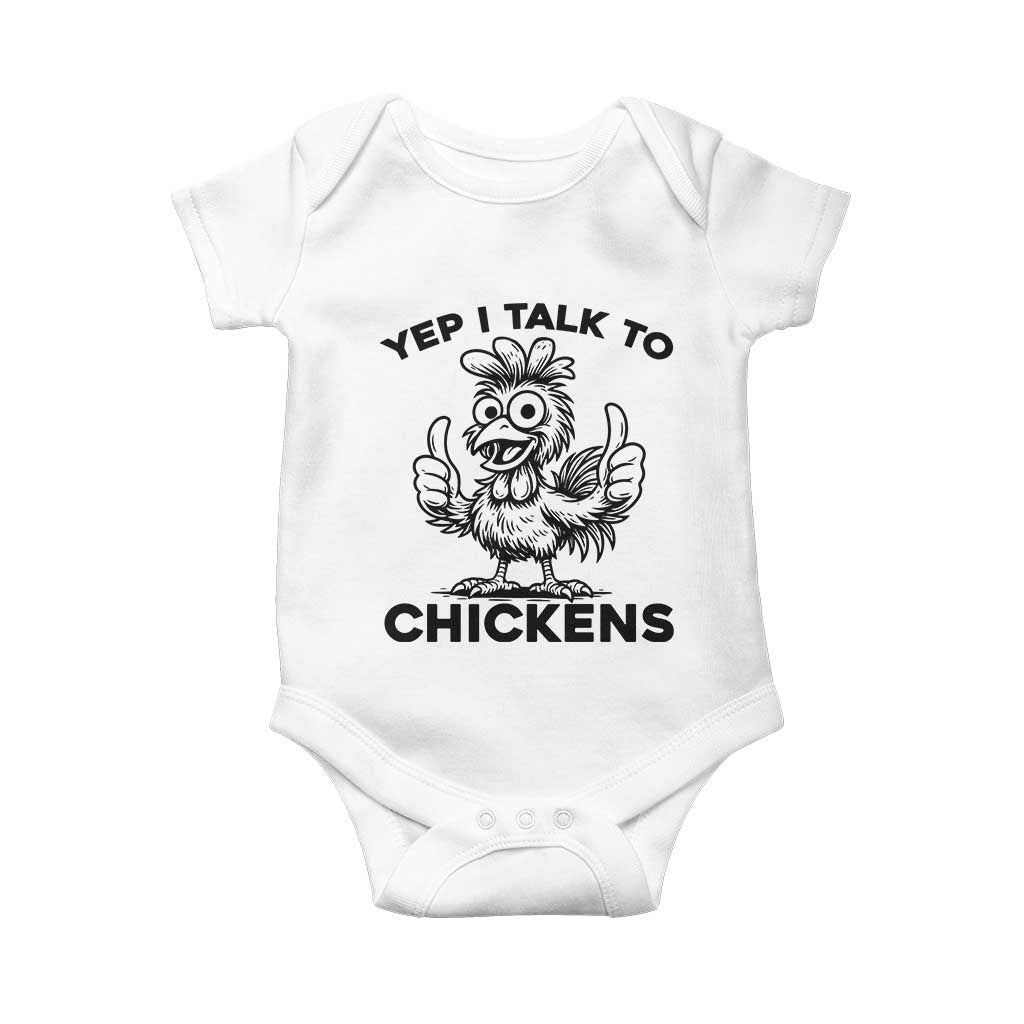 Funny Farm Animal Gift Baby Onesie Yep I Talk To Chickens - Wonder Print Shop
