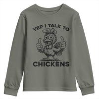 Funny Farm Animal Gift Youth Sweatshirt Yep I Talk To Chickens - Wonder Print Shop