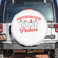 Funny Chicken Lover Gift Spare Tire Cover Easily Distracted By Peckers - Wonder Print Shop