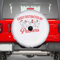 Funny Chicken Lover Gift Spare Tire Cover Easily Distracted By Peckers - Wonder Print Shop