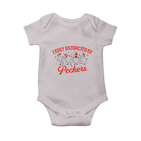 Funny Chicken Lover Gift Baby Onesie Easily Distracted By Peckers - Wonder Print Shop