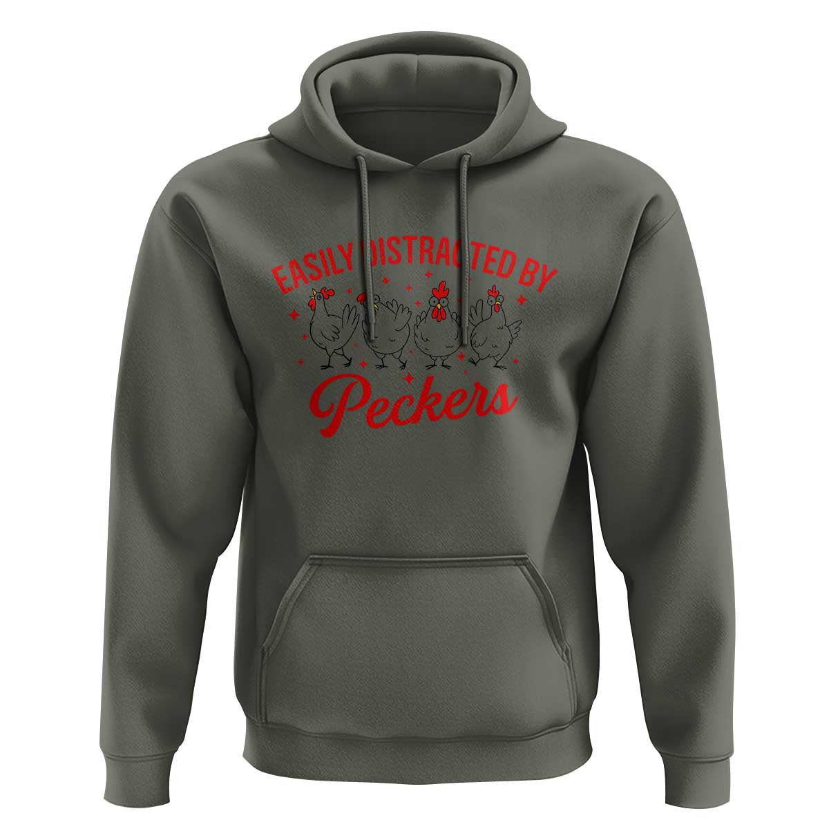 Funny Chicken Lover Gift Hoodie Easily Distracted By Peckers - Wonder Print Shop