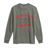 Funny Chicken Lover Gift Long Sleeve Shirt Easily Distracted By Peckers - Wonder Print Shop