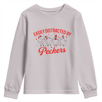 Funny Chicken Lover Gift Youth Sweatshirt Easily Distracted By Peckers - Wonder Print Shop