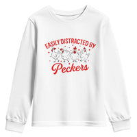 Funny Chicken Lover Gift Youth Sweatshirt Easily Distracted By Peckers - Wonder Print Shop
