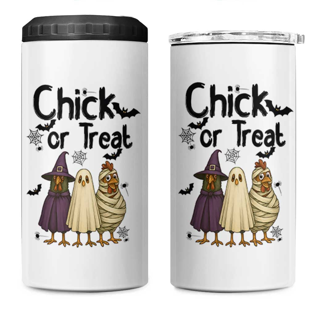 Funny Halloween Chicken 4 in 1 Can Cooler Tumbler Chick Or Treat Spooky Gift