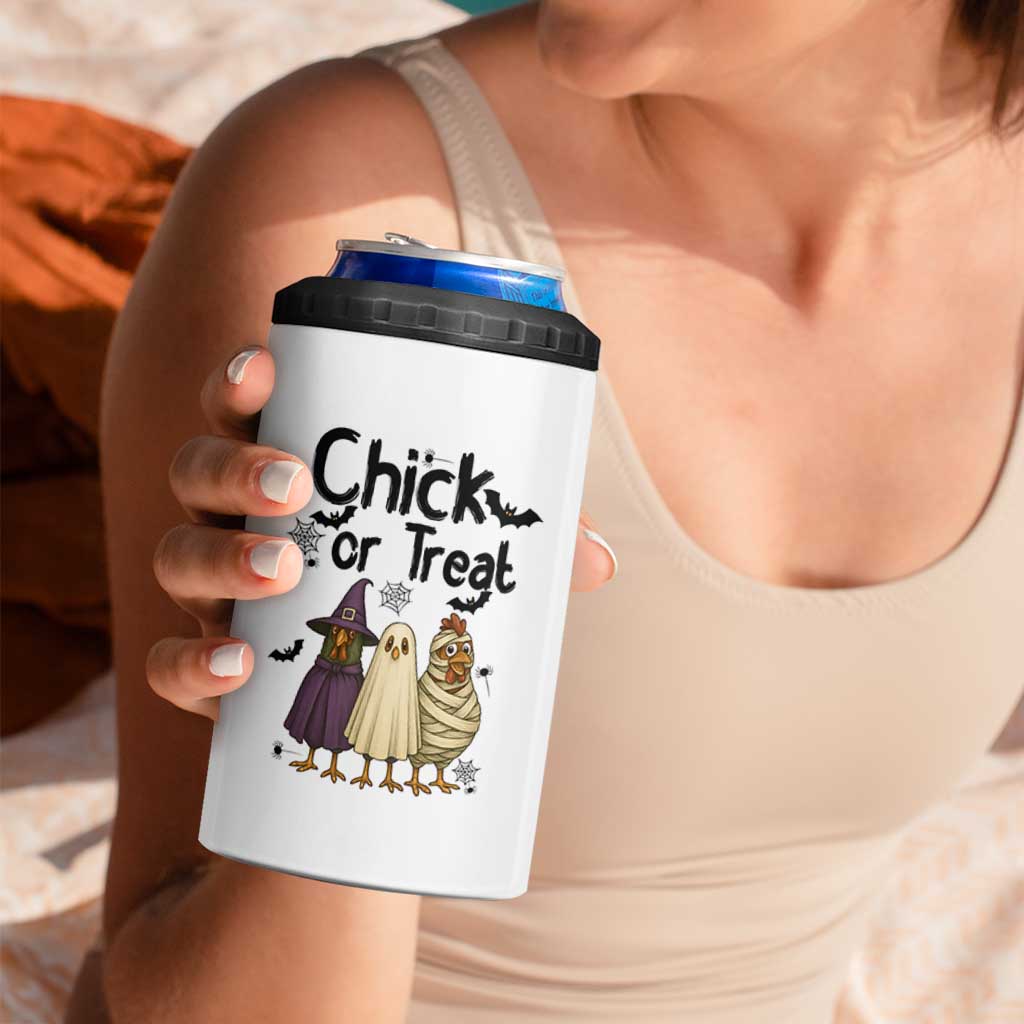 Funny Halloween Chicken 4 in 1 Can Cooler Tumbler Chick Or Treat Spooky Gift