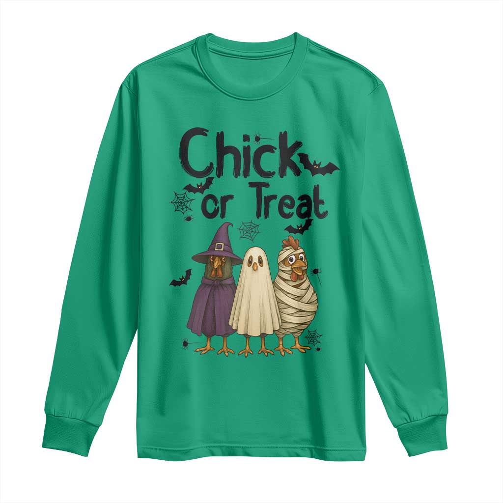 Funny Halloween Chicken Long Sleeve Shirt Chick Or Treat Spooky Gift - Wonder Print Shop
