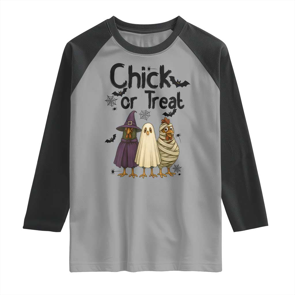 Funny Halloween Chicken Raglan Shirt Chick Or Treat Spooky Gift - Wonder Print Shop