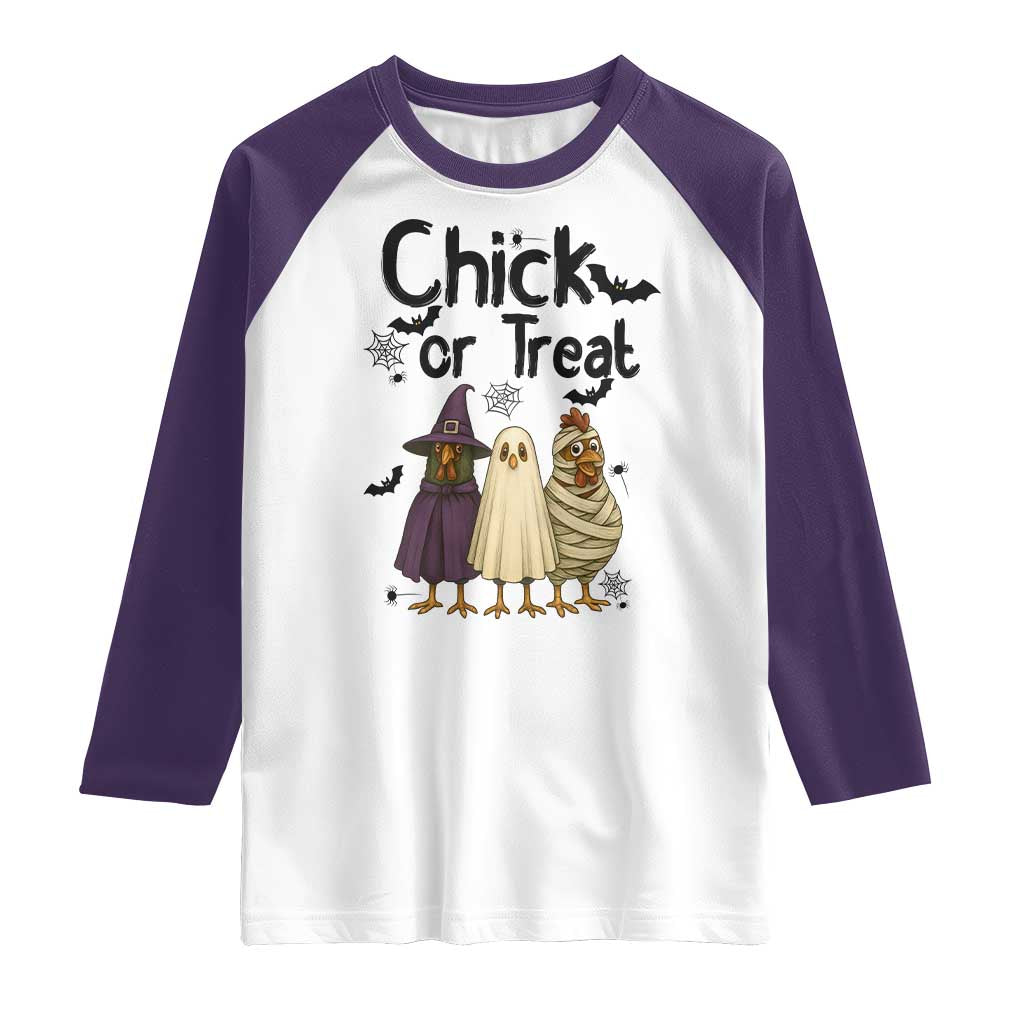 Funny Halloween Chicken Raglan Shirt Chick Or Treat Spooky Gift - Wonder Print Shop