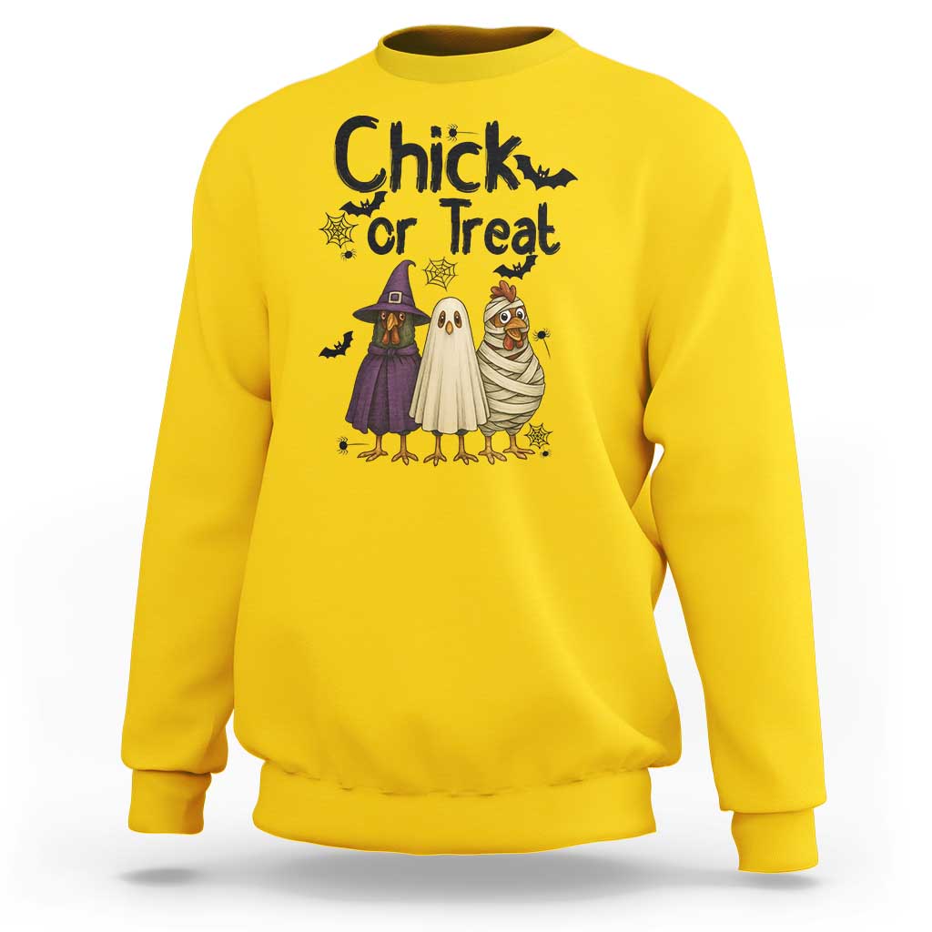 Funny Halloween Chicken Sweatshirt Chick Or Treat Spooky Gift - Wonder Print Shop