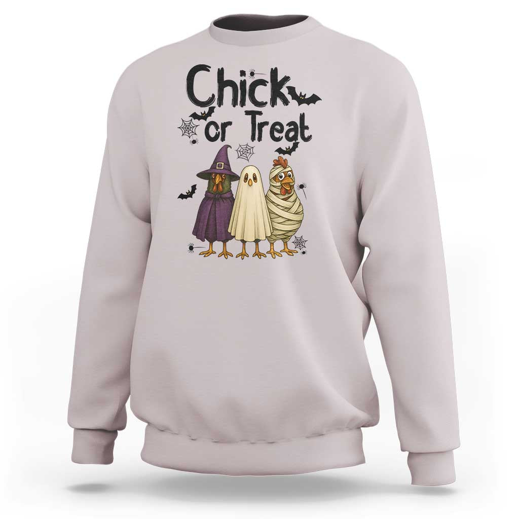 Funny Halloween Chicken Sweatshirt Chick Or Treat Spooky Gift - Wonder Print Shop