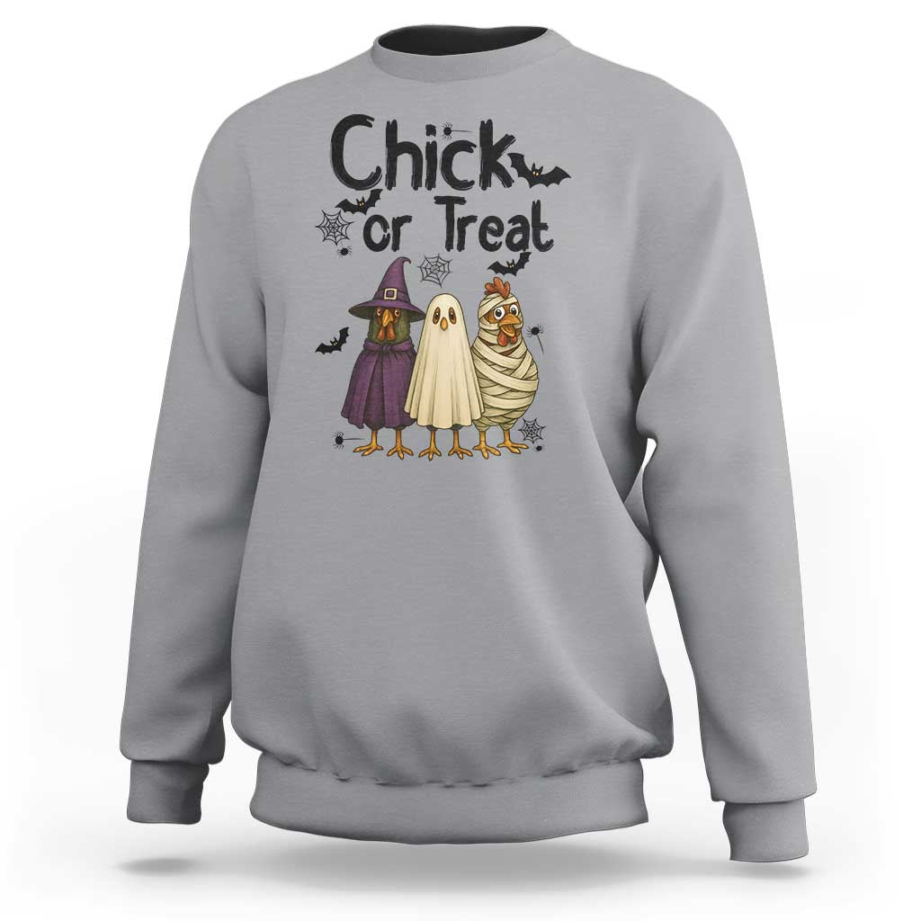 Funny Halloween Chicken Sweatshirt Chick Or Treat Spooky Gift - Wonder Print Shop