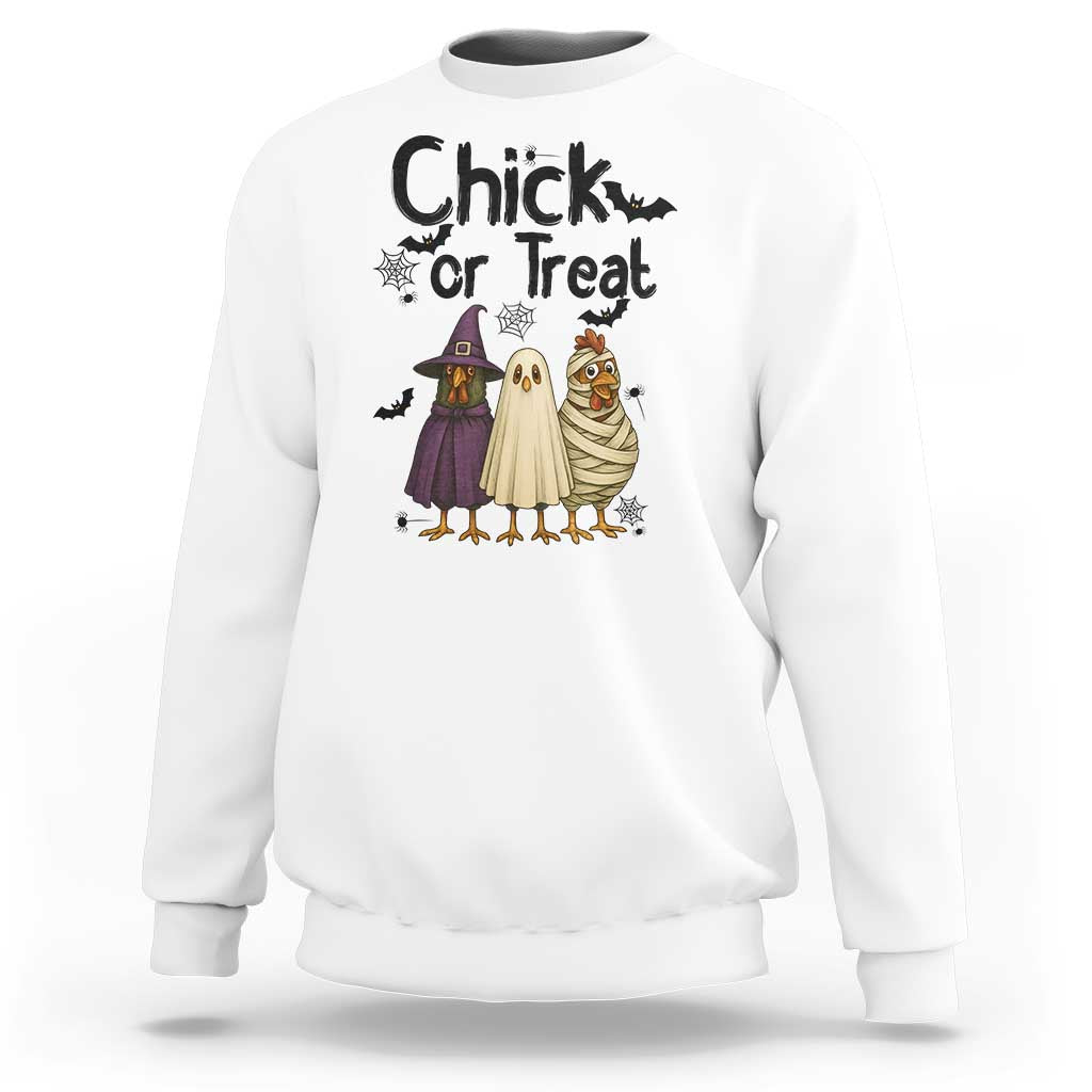 Funny Halloween Chicken Sweatshirt Chick Or Treat Spooky Gift - Wonder Print Shop