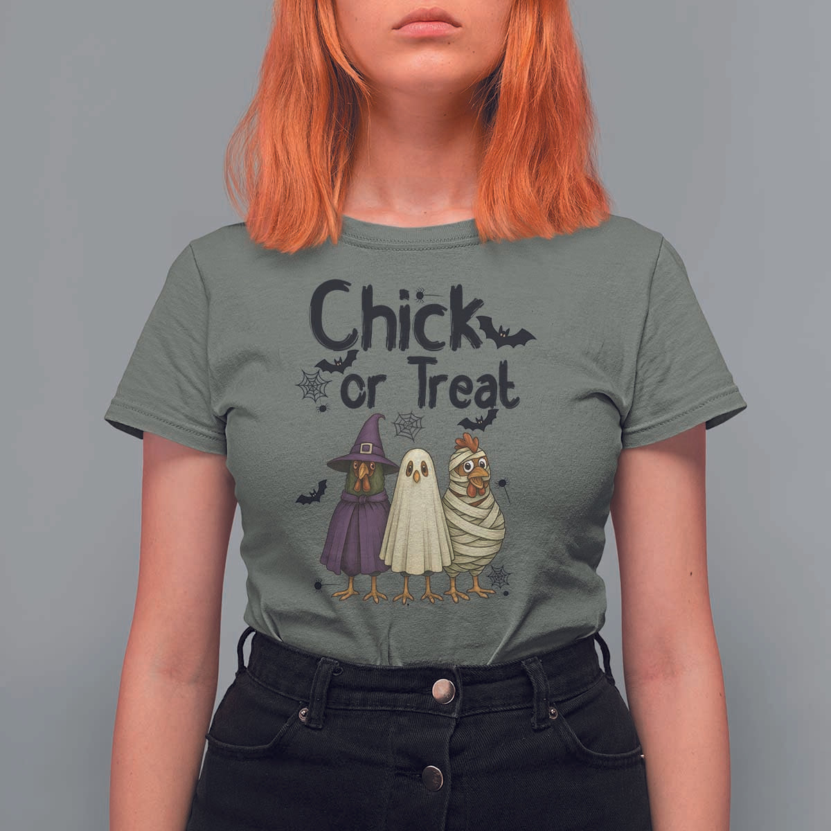 Funny Halloween Chicken T Shirt For Women Chick Or Treat Spooky Gift - Wonder Print Shop
