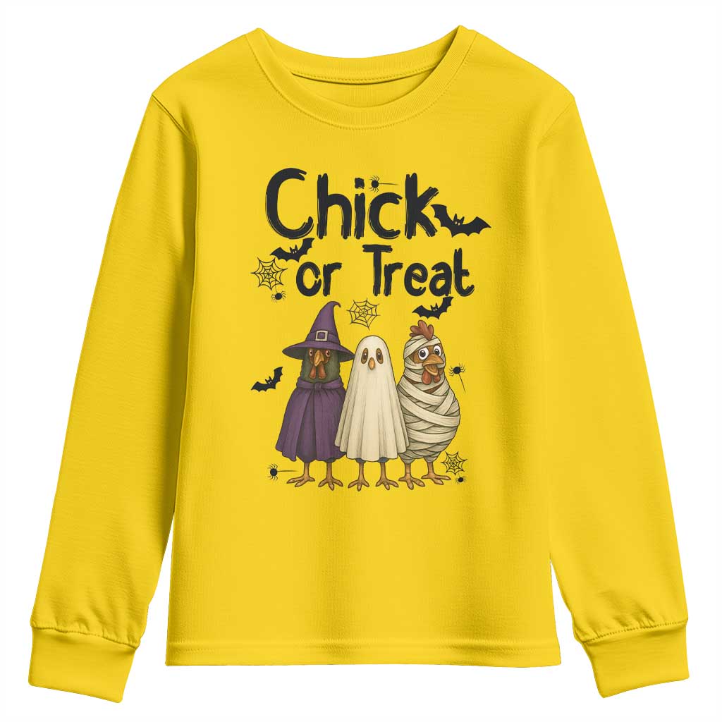 Funny Halloween Chicken Youth Sweatshirt Chick Or Treat Spooky Gift - Wonder Print Shop