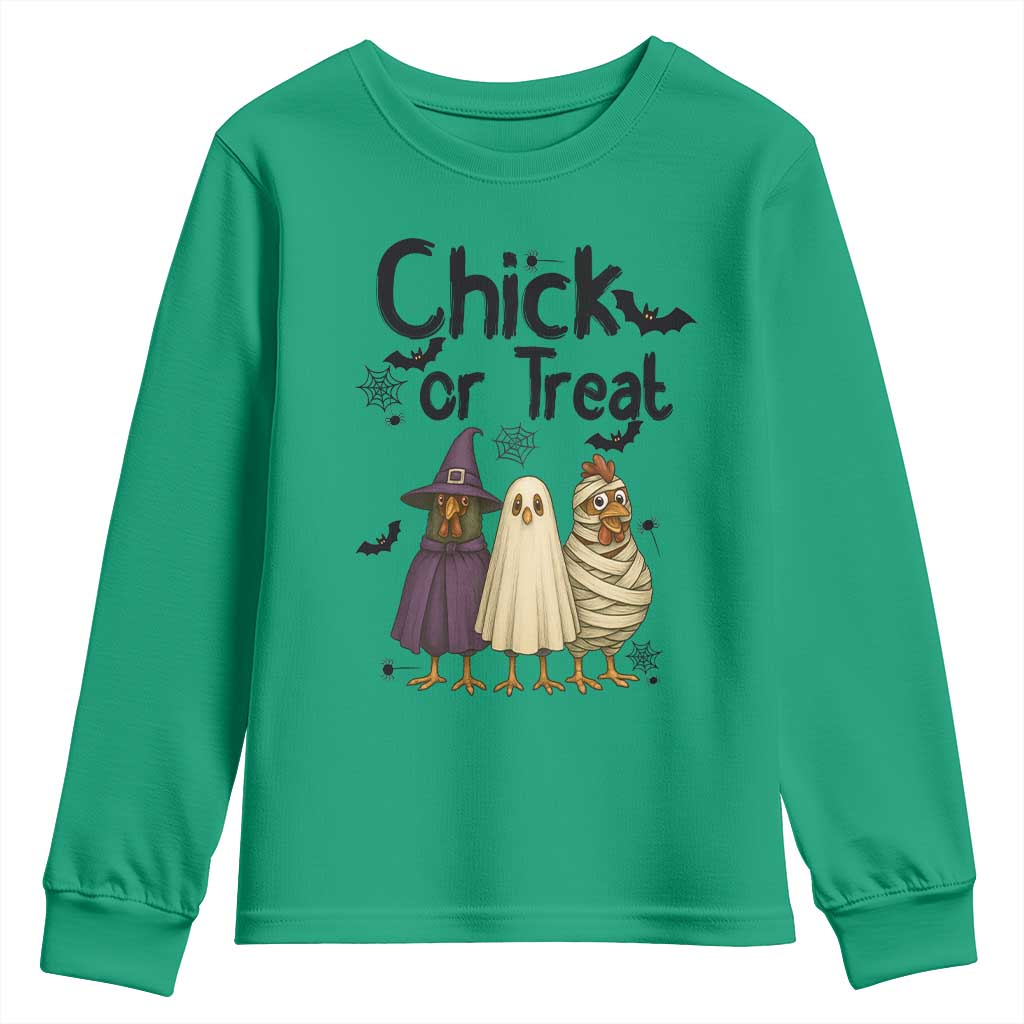 Funny Halloween Chicken Youth Sweatshirt Chick Or Treat Spooky Gift - Wonder Print Shop