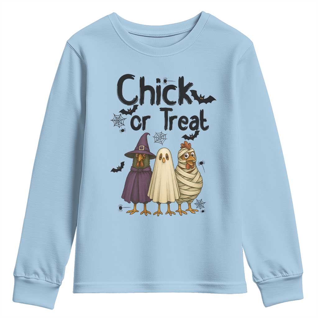 Funny Halloween Chicken Youth Sweatshirt Chick Or Treat Spooky Gift - Wonder Print Shop