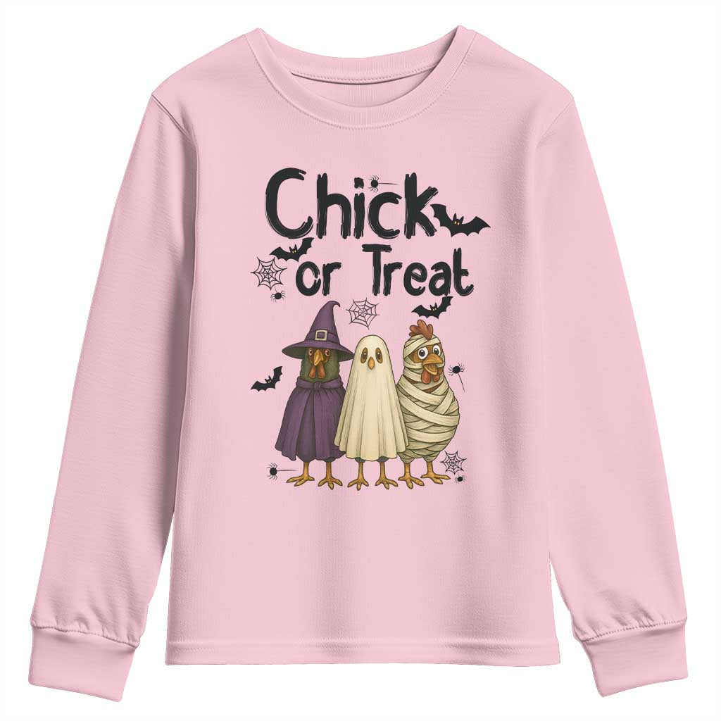 Funny Halloween Chicken Youth Sweatshirt Chick Or Treat Spooky Gift - Wonder Print Shop
