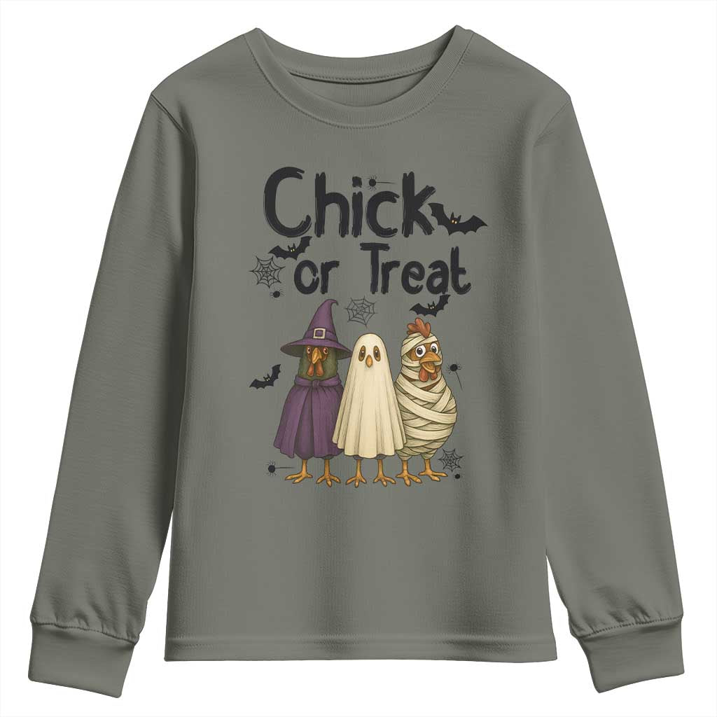 Funny Halloween Chicken Youth Sweatshirt Chick Or Treat Spooky Gift - Wonder Print Shop