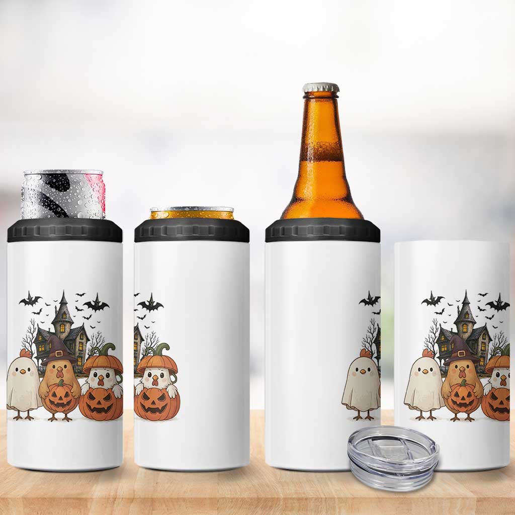 Halloween Chicken Cosplay 4 in 1 Can Cooler Tumbler Funny Farm Life Gift