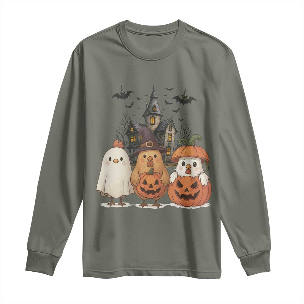 Halloween Chicken Cosplay Long Sleeve Shirt Funny Farm Life Gift - Wonder Print Shop