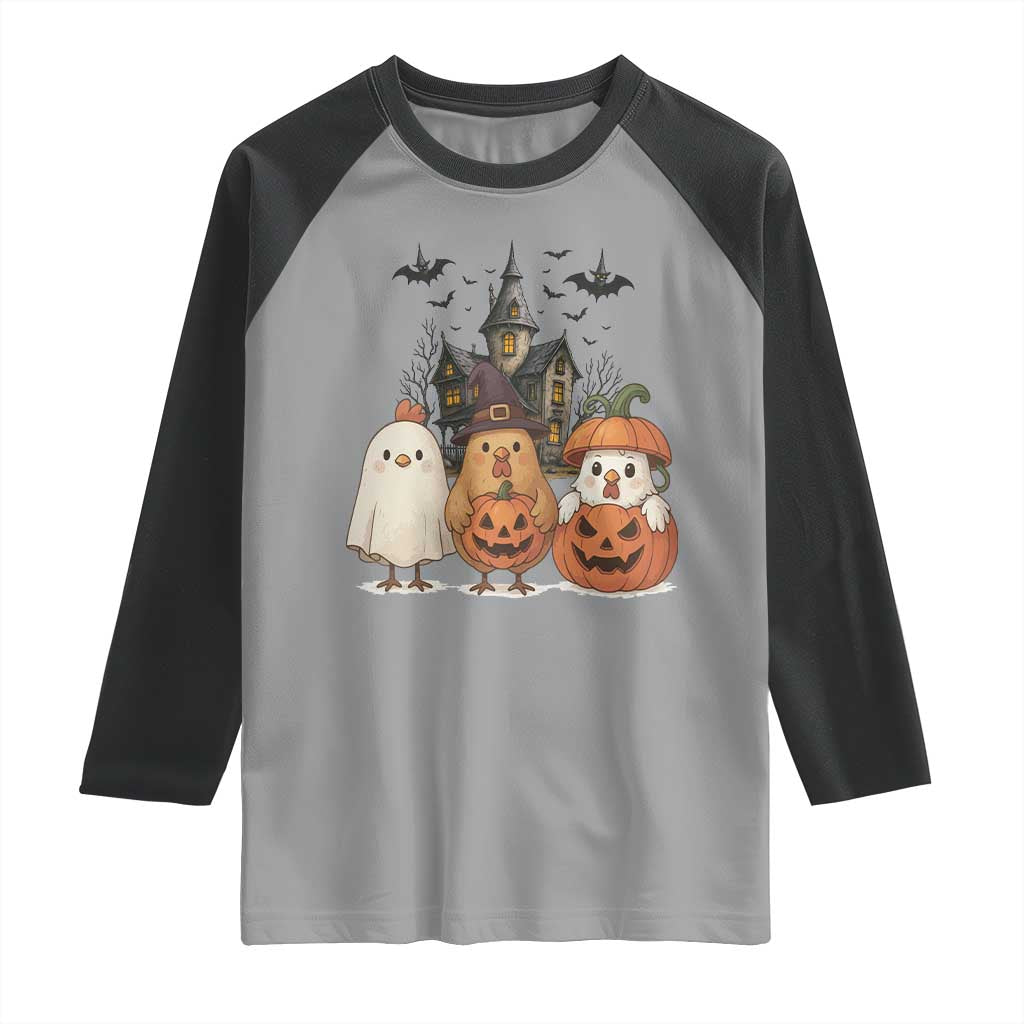Halloween Chicken Cosplay Raglan Shirt Funny Farm Life Gift - Wonder Print Shop