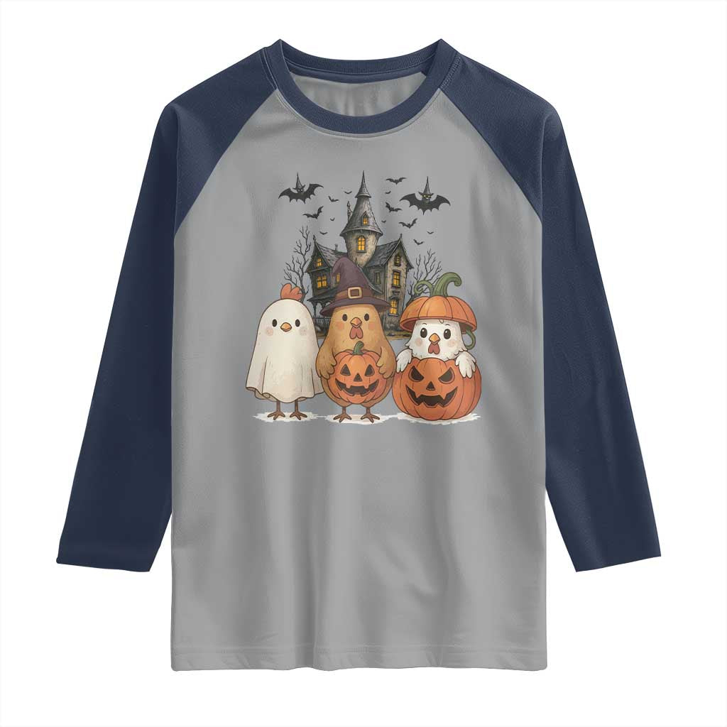 Halloween Chicken Cosplay Raglan Shirt Funny Farm Life Gift - Wonder Print Shop